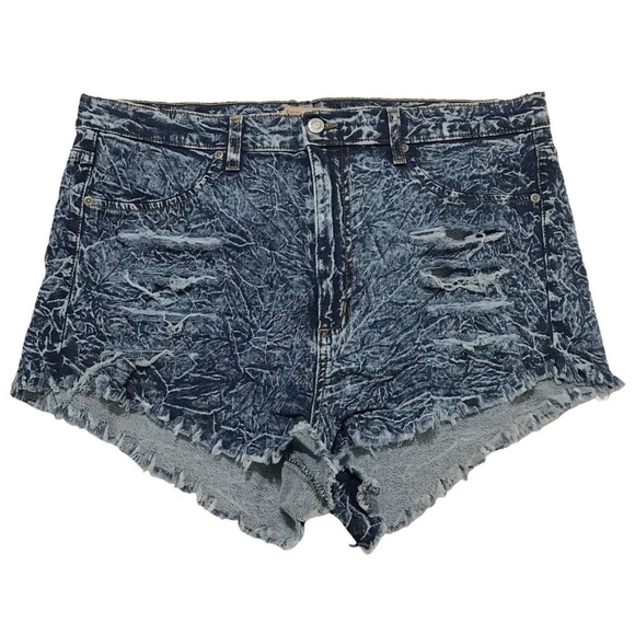 Judy Blue Pants - Judy Blue Distressed Jean Shorts Size 2XL Raw Hem Denim Acid Wash Cutoff…